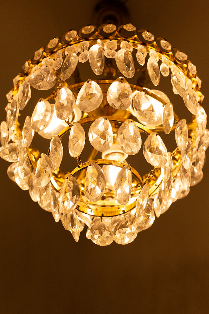 Palwa vergulde kroonluchter met kristallen Palme & Walter jaren 60