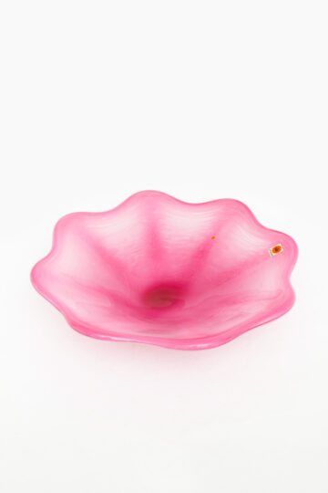 Roze golvende vintage schaal Art Glass