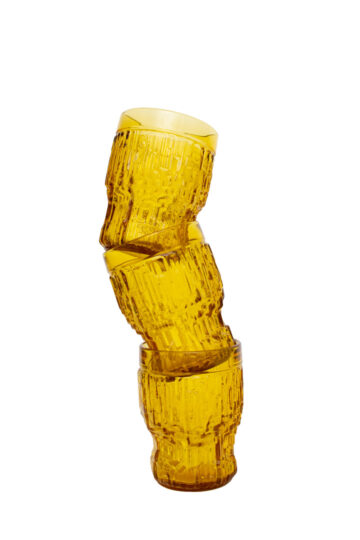 Set van 3 Italiaanse amberkleurige glazen Bormioli