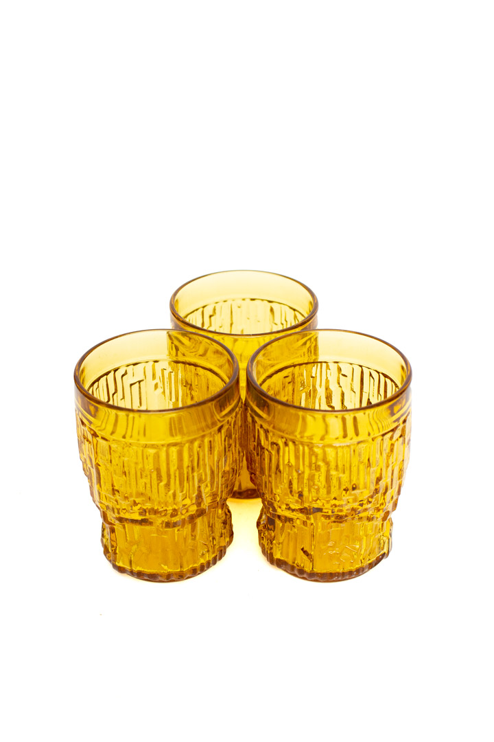 Set van 3 Italiaanse amberkleurige glazen Bormioli