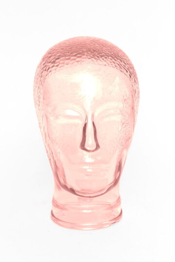 Roze 70s glazen beeld hoofd