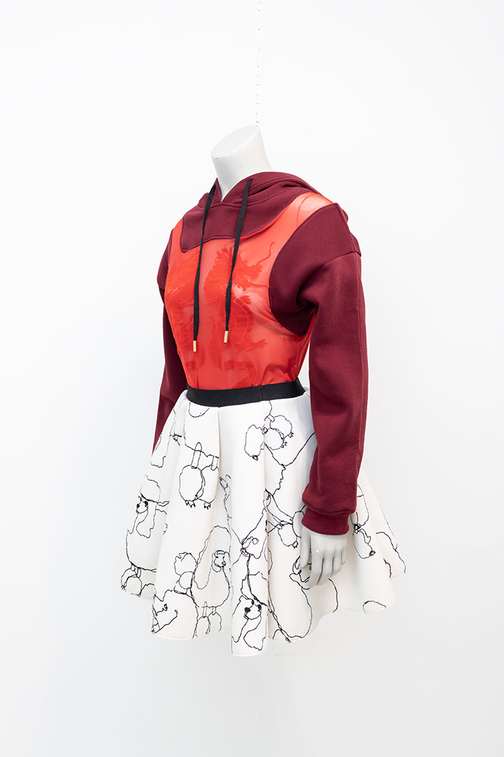 Studio Bolder hoodie met mesh body rood