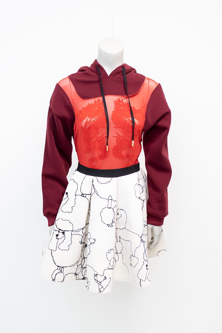 Studio Bolder hoodie met mesh body rood