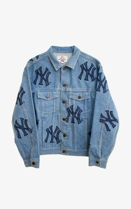 Supreme x New York Yankees logo spijkerjasje