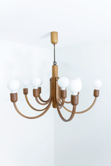 Teakhouten kroonluchter Jaren 60 Deens design Domus