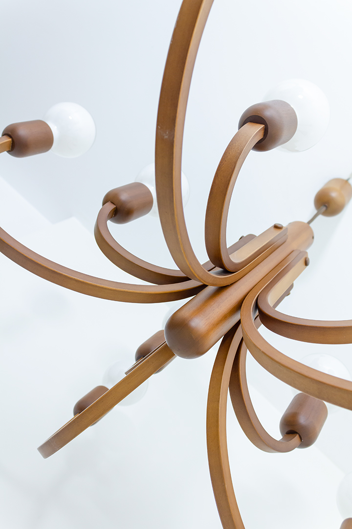 Teakhouten kroonluchter Jaren 60 Deens design Domus