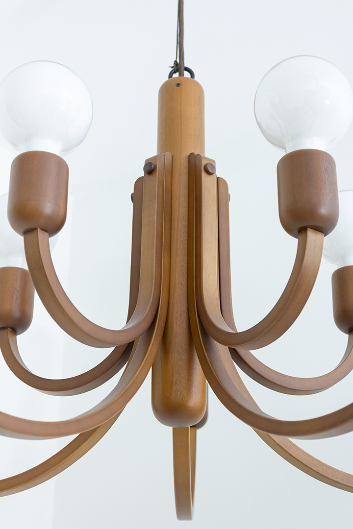 Teakhouten kroonluchter Jaren 60 Deens design Domus