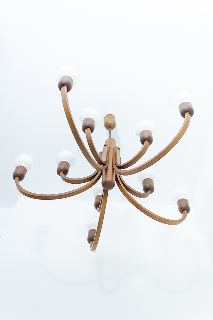 Teakhouten kroonluchter Jaren 60 Deens design Domus