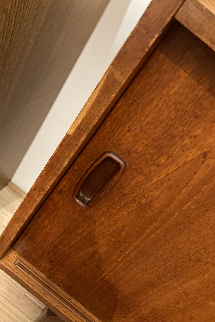 Teakhouten secretaire kast Majhongg vintage