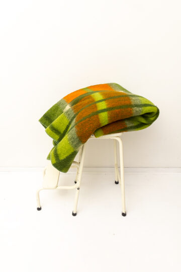 Tetem Holland vintage wollen deken groen oranje geruit