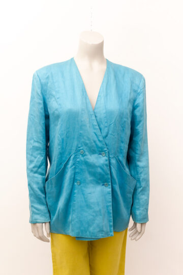 Turquoise vintage zijden blazer van Issey Miyake jaren 80