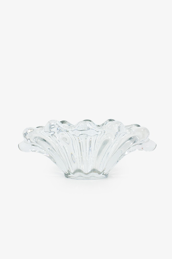 Vannes le Chatel 1960 langwerpige art glass uranium glazen schaal