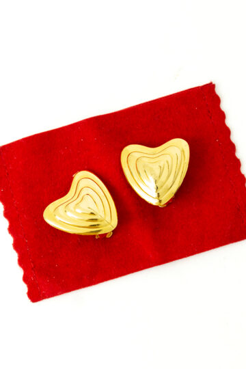 Vergulde clip-on oorbellen hartjes - Escada Margaretha Ley jaren 80