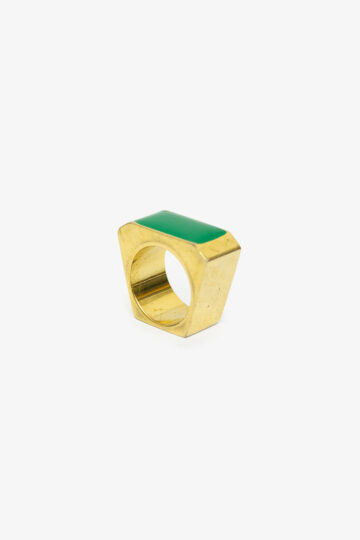 Vergulde Color Block ring met groen emaille Saint Laurent