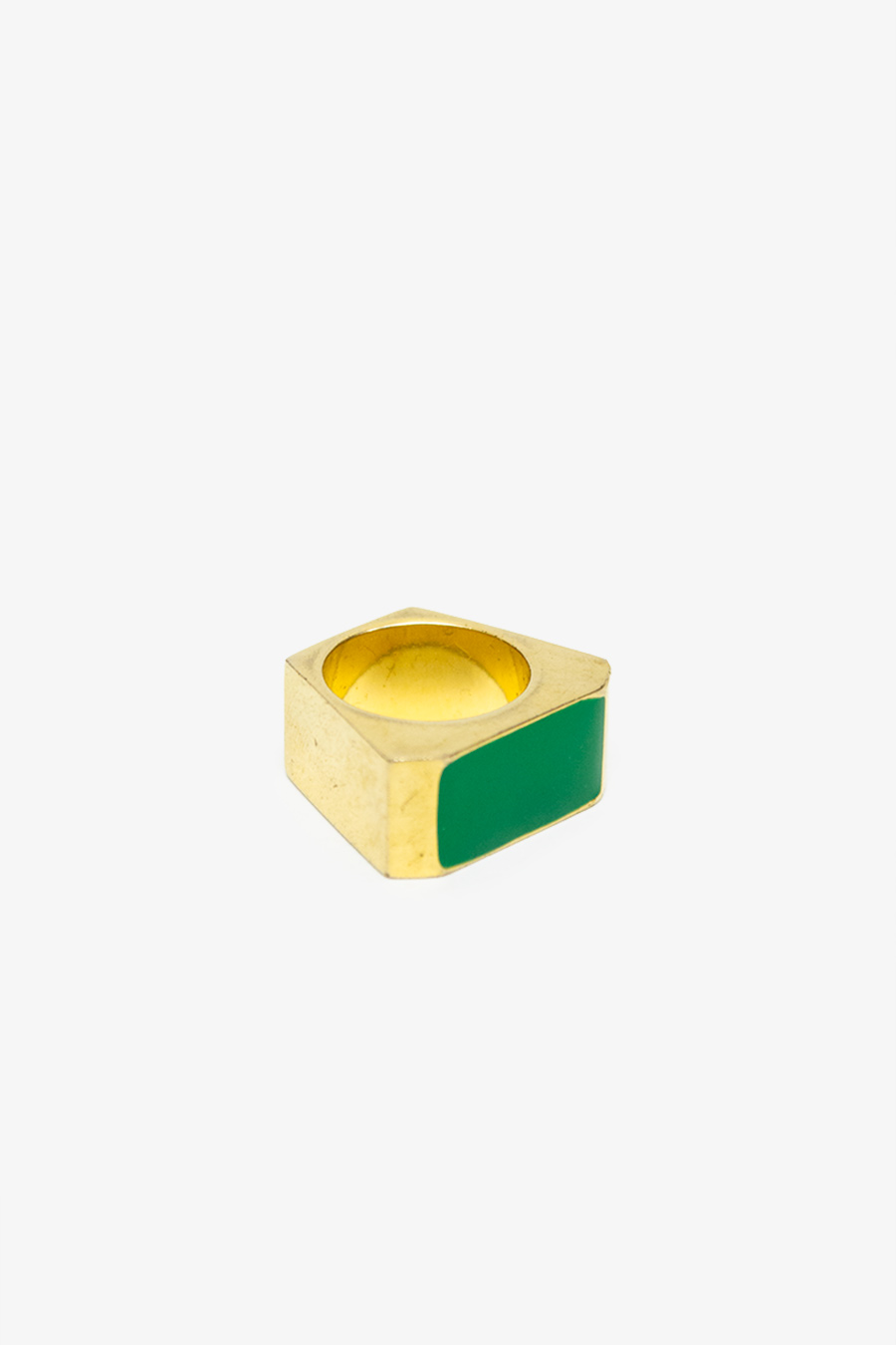 Vergulde Color Block ring met groen emaille Saint Laurent