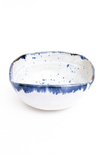 Vierkante schaal keramiek met blauwe spikkels Franck Coutant