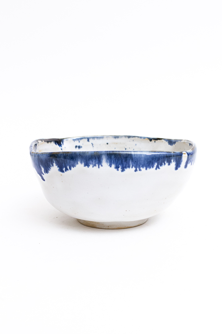 Vierkante schaal keramiek met blauwe spikkels Franck Coutant