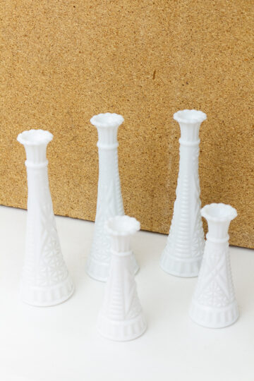 Vintage Anchor Hocking vaas/kandelaar van wit opaalglas