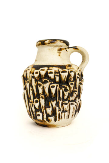 Vintage Carstens Basalt vaas beige/bruin met rietstengel textuur