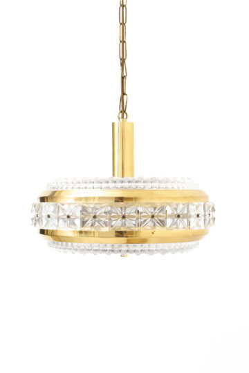 Vintage Deense hanglamp Vitrika 27901 met messing en facetglas