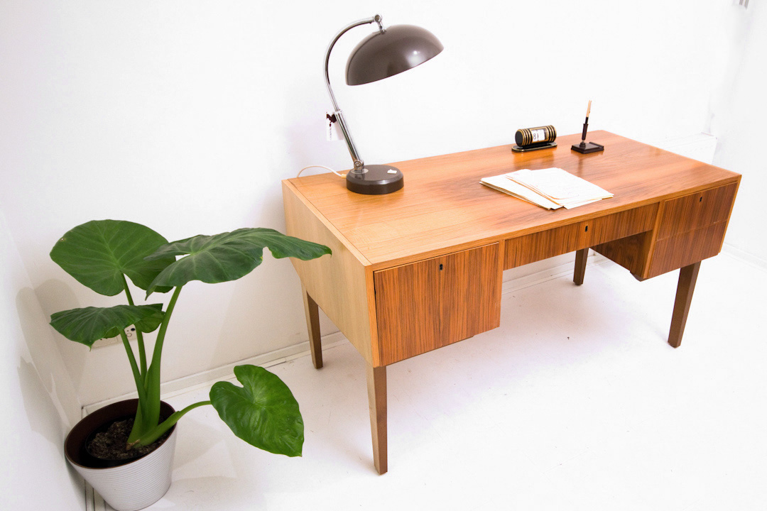 Vintage Grigat jaren 60 bureau met boekenplank