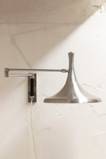 Vintage Hala trompet wandlamp van zilverkleurig metaal