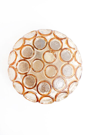 Vintage ronde glazen plafonnière of wandlamp bubbels Herda