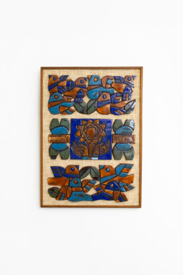 Vintage Henk Potters tegel tableau op canvas 1975