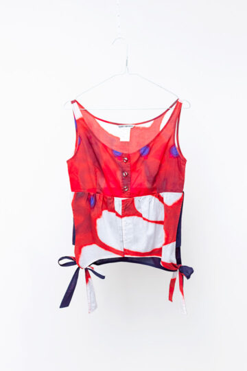 Vintage Issey Miyake sample top 2-in-1 tie dye donkerblauw en rood