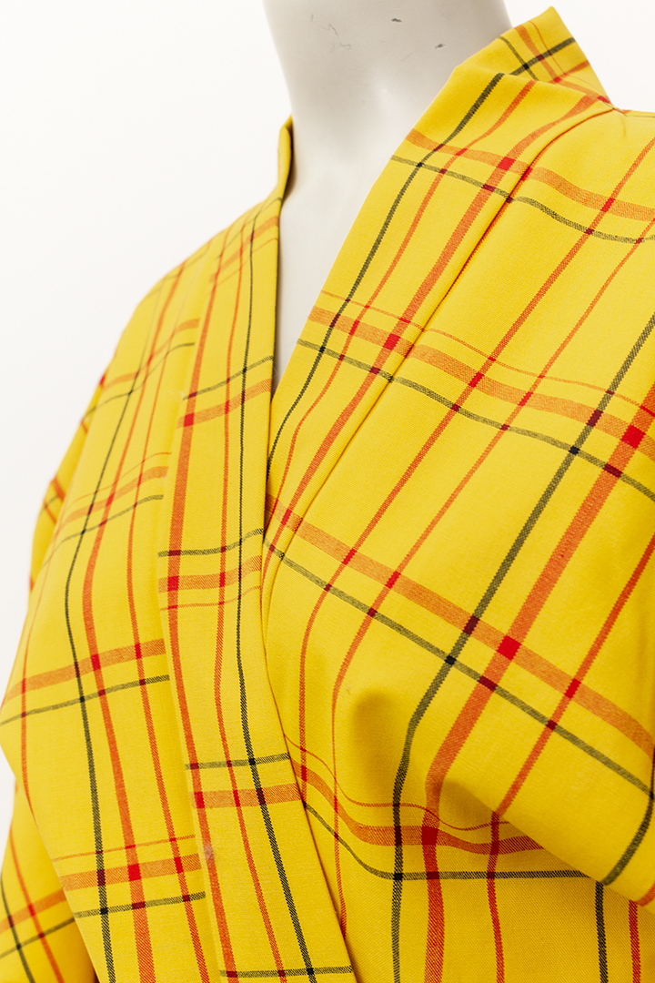 Vintage Japanse haori / korte kimono geel geruit