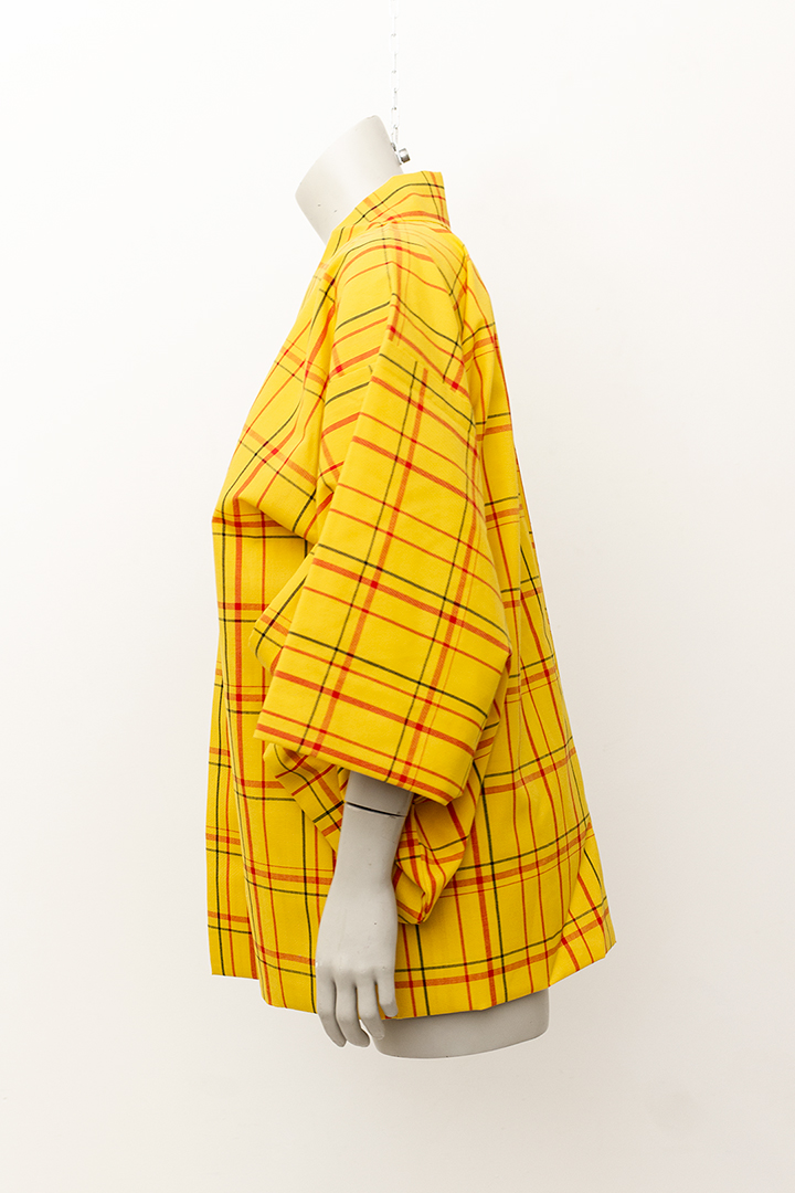 Vintage Japanse haori / korte kimono geel geruit