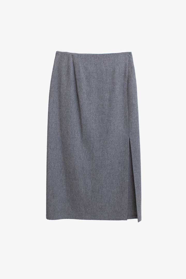 Vintage Jil Sander wollen maxi rok grijs deels cashmere