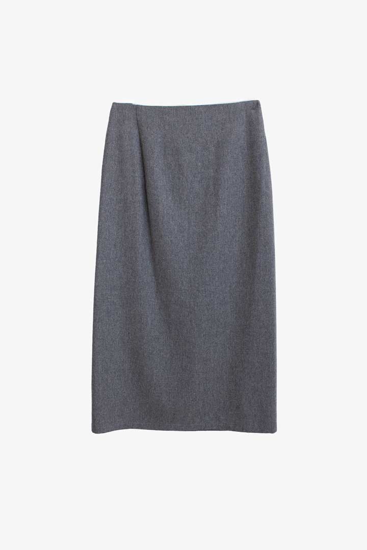 Vintage Jil Sander wollen maxi rok grijs deels cashmere