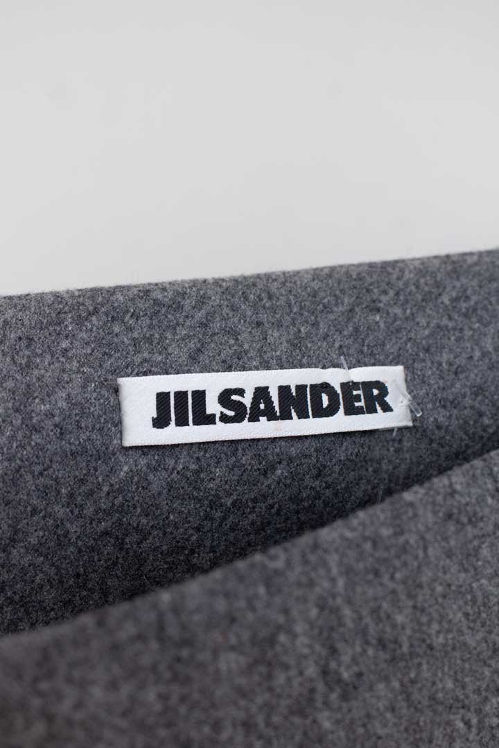 Vintage Jil Sander wollen maxi rok grijs deels cashmere