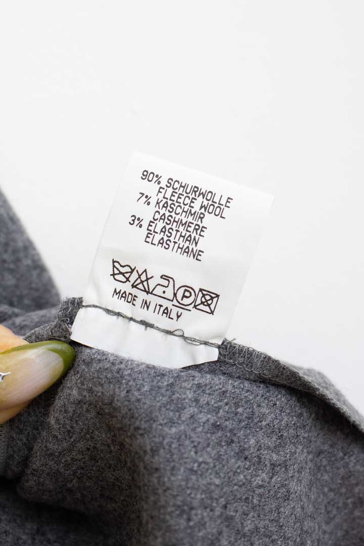 Vintage Jil Sander wollen maxi rok grijs deels cashmere