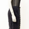 Vintage Junior Gaultier zwarte denim rok met knopen en rijgkoord