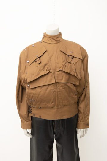 Vintage Kansai Yamamoto bruine parka jas met asymmetrische sluiting