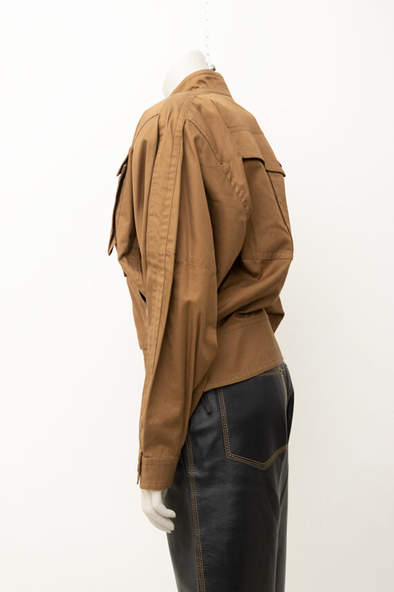 Vintage Kansai Yamamoto bruine parka jas met asymmetrische sluiting