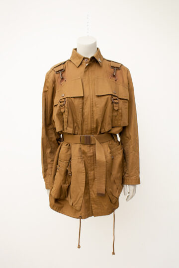 Vintage Kansai Yamamoto bruine vliegeniersjas met banden en gespen