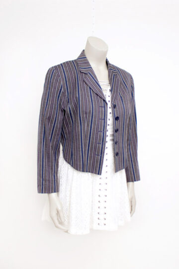 Vintage Kenzo katoenen blazer met strepen in blauw, wit, grijs en bruin