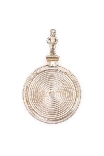 Vintage Manneke Pis flacon of parfumflesje van tin