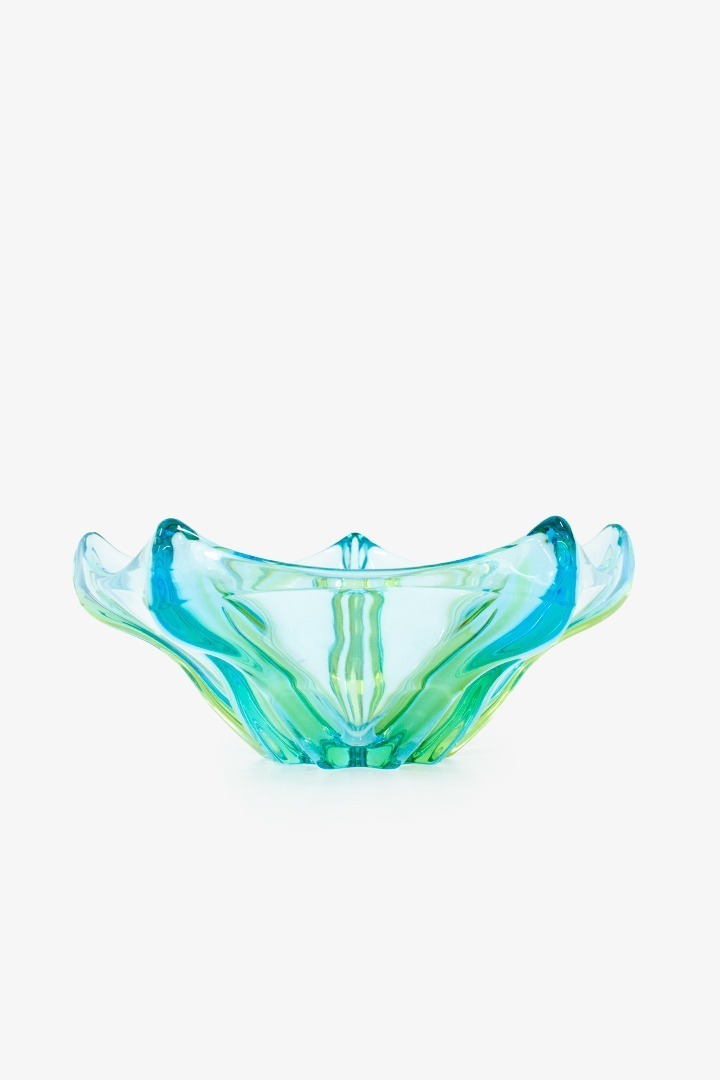Vintage Murano blauw-groene fruitschaal