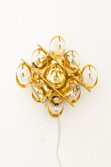 Vintage Palwa vergulde wandlamp met kristallen Hollywood Regency