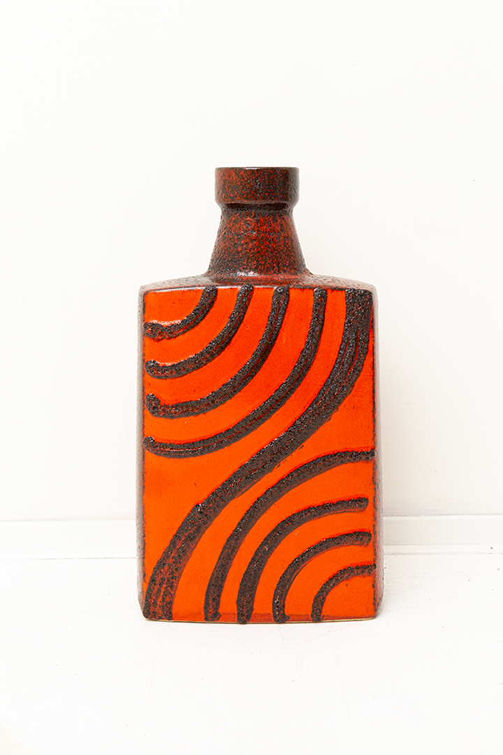 Vintage Scheurich 281-54 vloervaas met rood patroon