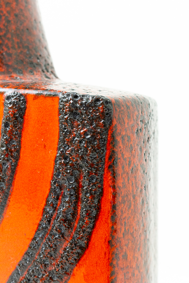 Vintage Scheurich 281-54 vloervaas met rood patroon