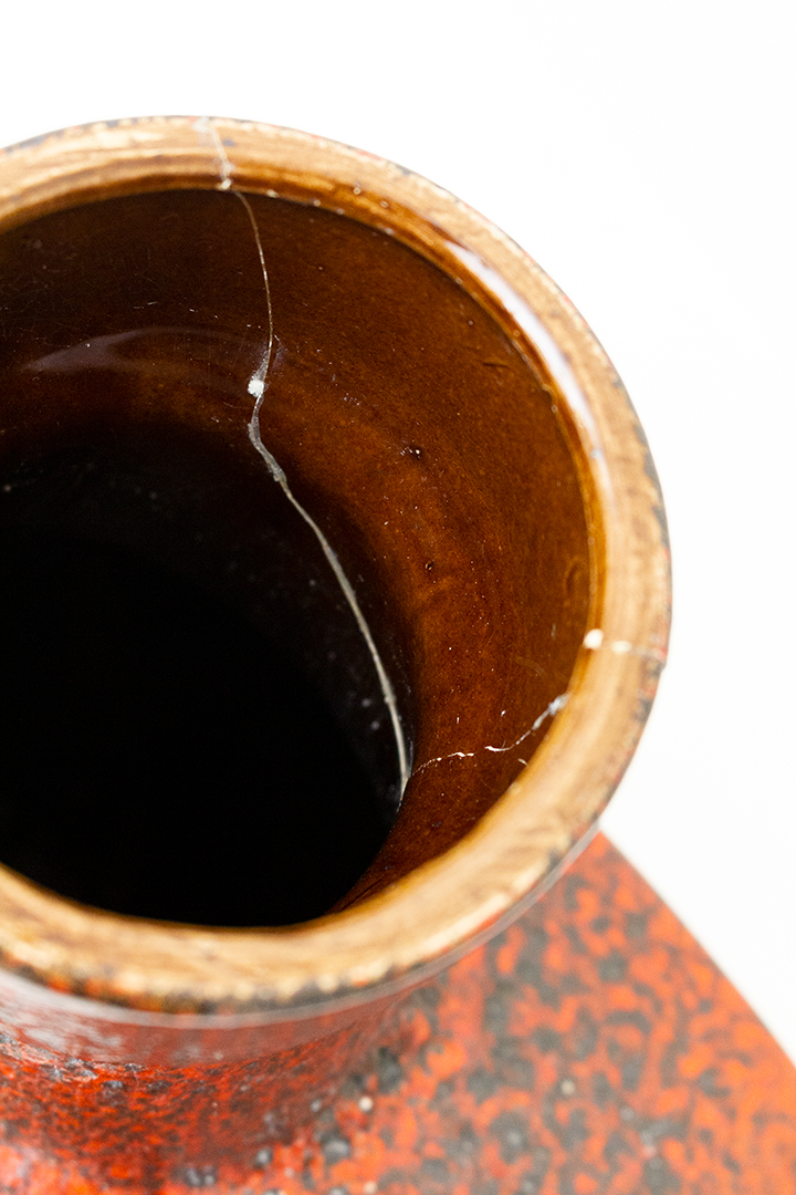 Vintage Scheurich 281-54 vloervaas met rood patroon