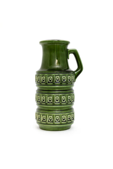 Vintage Scheurich 429-26 groene vaas met inca-patroon