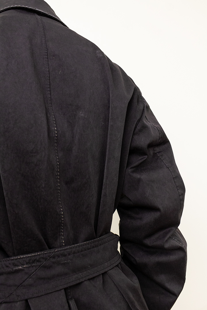 Vintage Ten-C zwarte trenchcoat met uitneembare gewatteerde voering