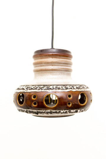 Vintage West-Germany hanglamp bruin keramiek jaren 70