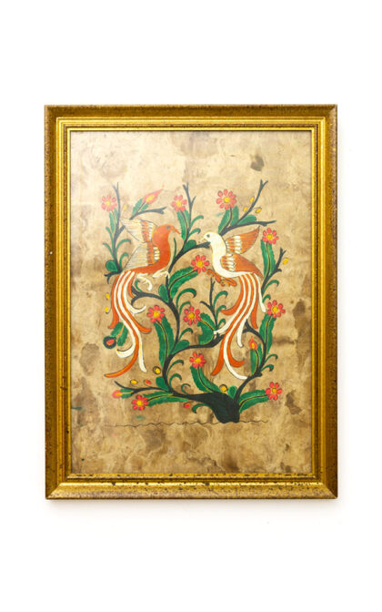 Vintage ‘amate bark’ Mexicaans folkore schilderij op schorspapier